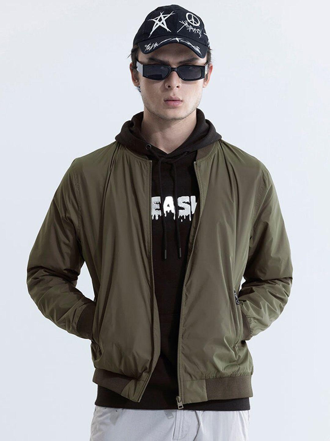 snitch olive green hooded bomber jacket