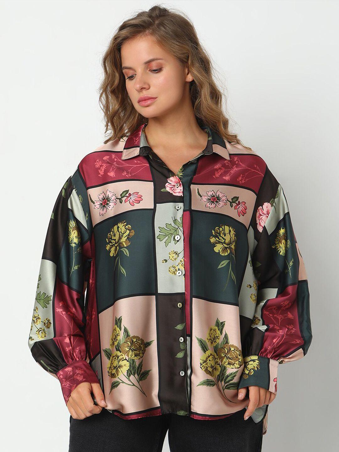 vero moda curve floral printed casual shirt