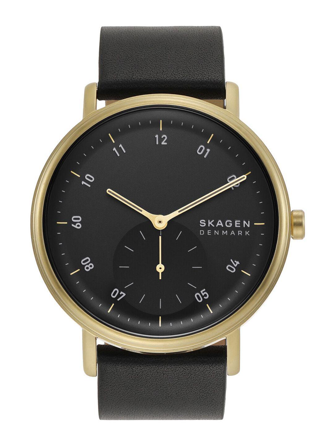 skagen kuppel men leather straps analogue watch skw6896