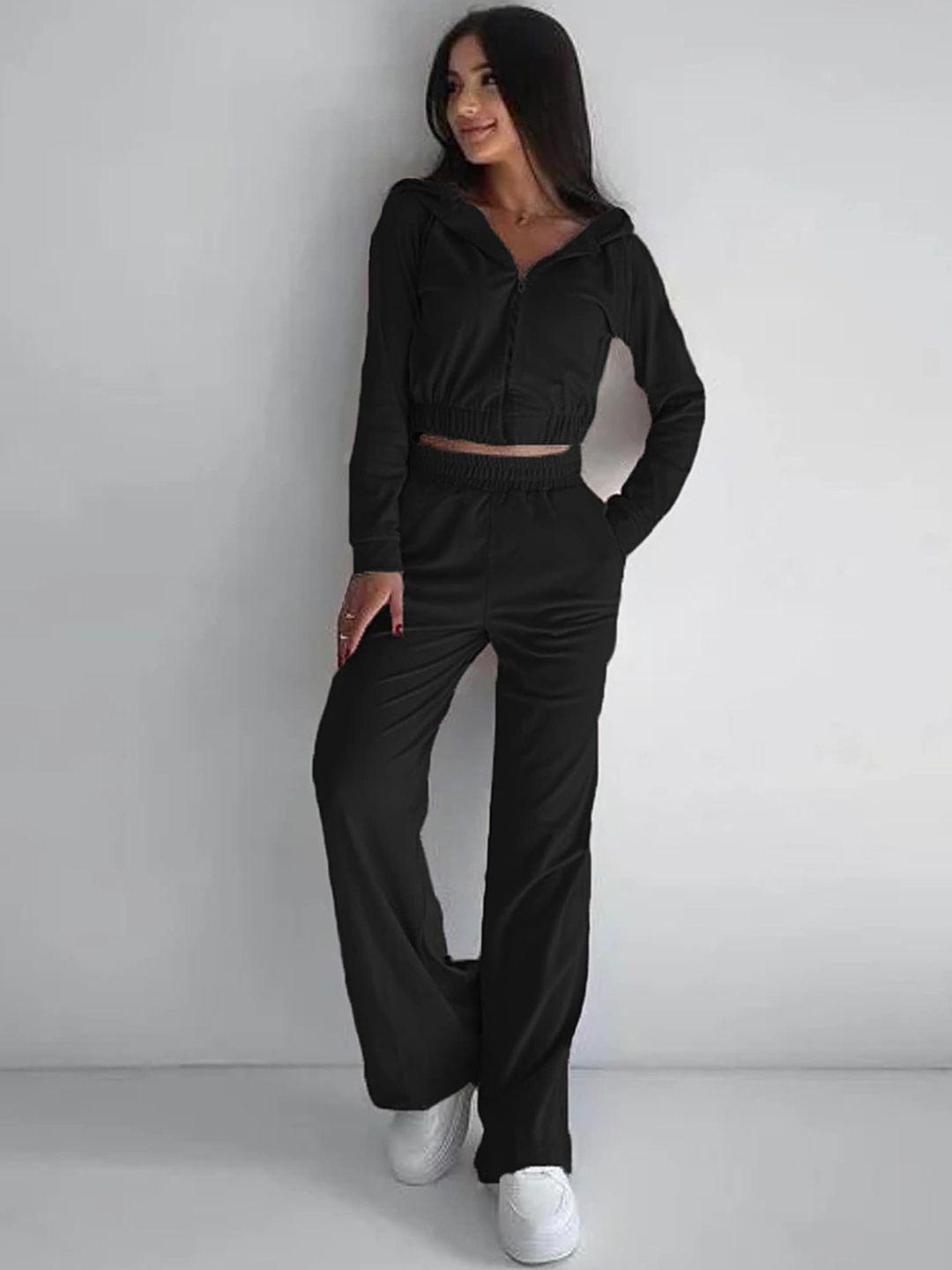 lulu & sky hooded long sleeve crop top with trousers