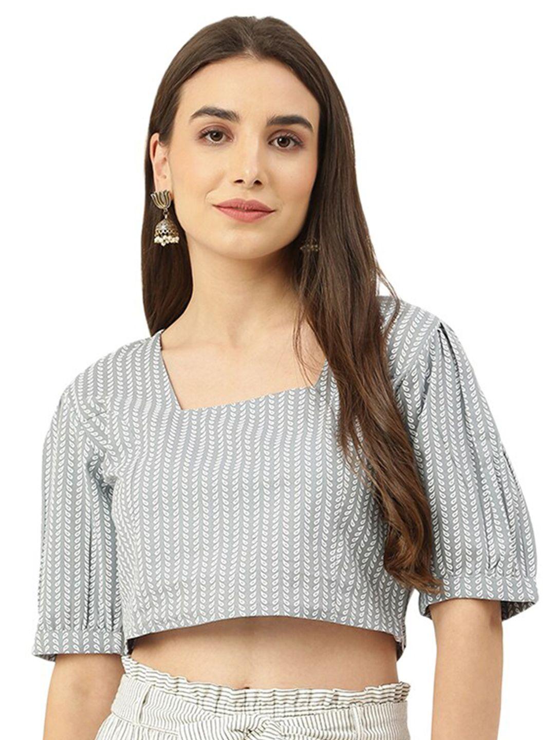 deckedup striped cotton regular crop top