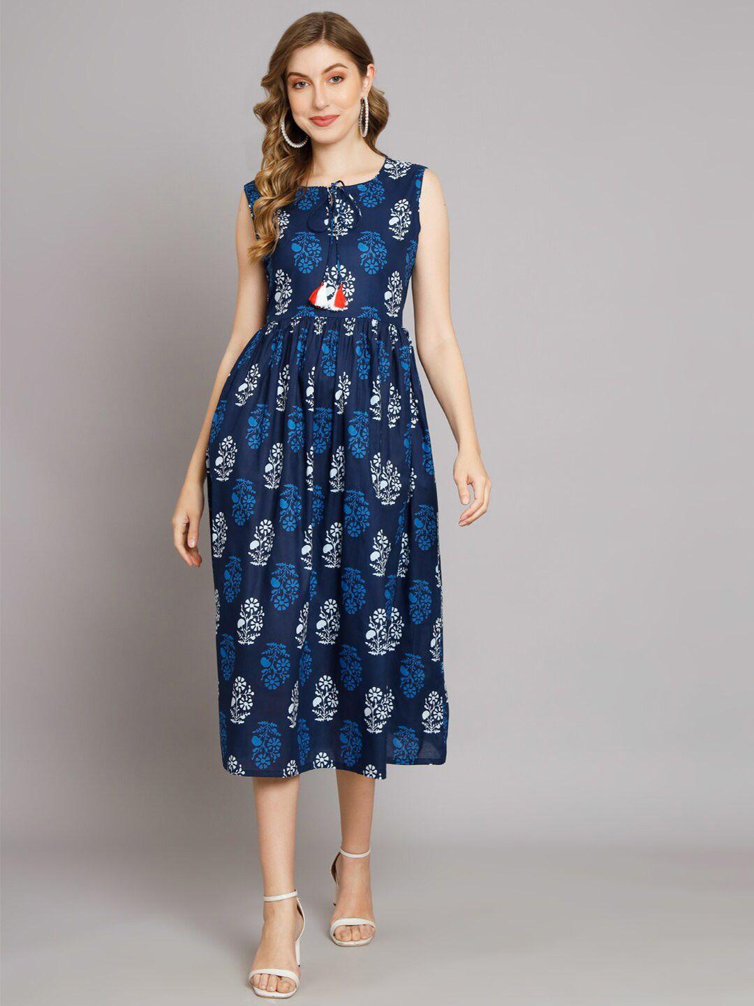 deckedup ethnic motifs printed a line dress