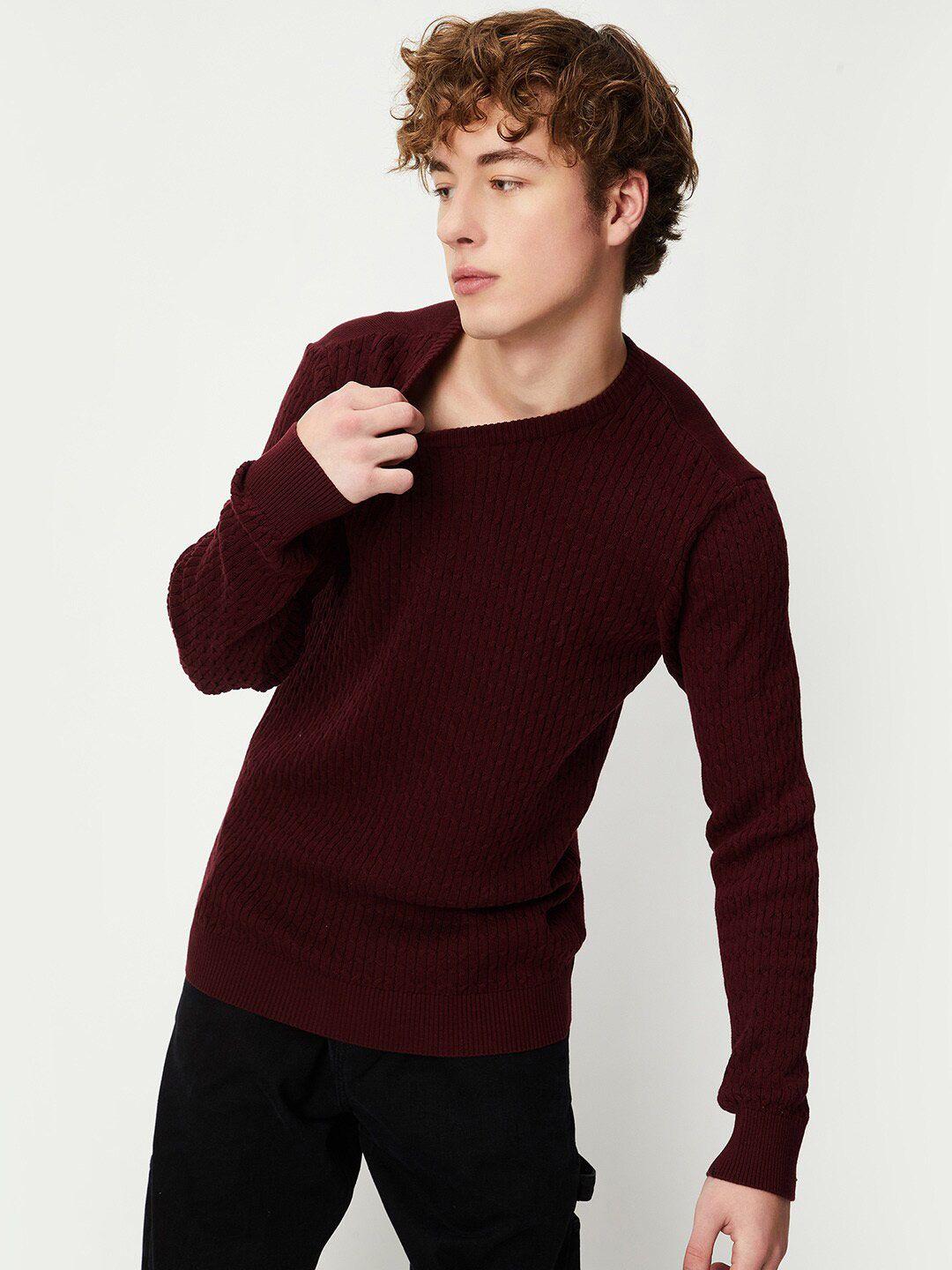 max cable knit self design pullover