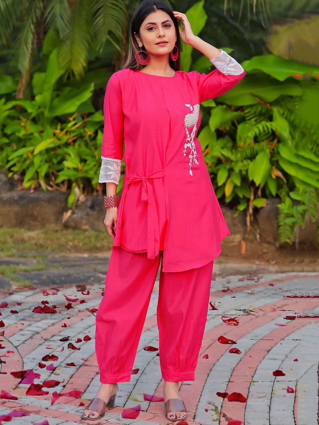 kiana embellished sequinned kurti with trousers