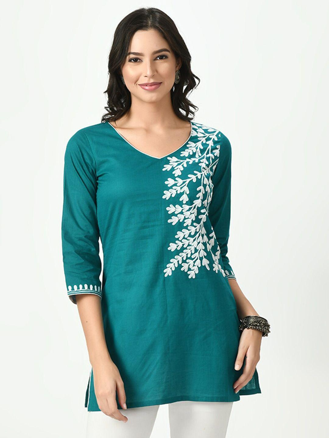 kalini floral embroidered cotton kurti