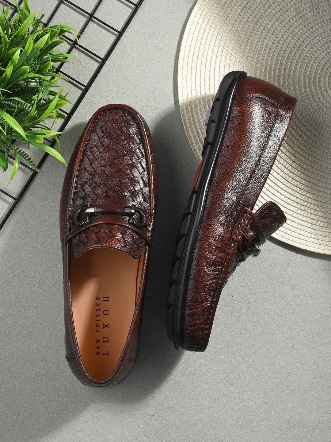 san frissco men textured genuine leather loafers