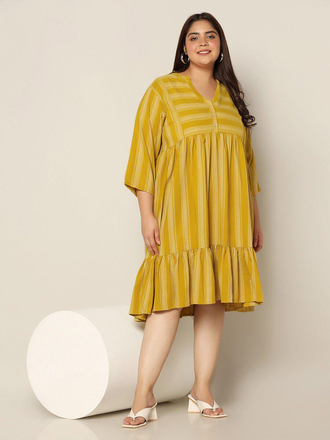 fashion dream plus size striped a line dress