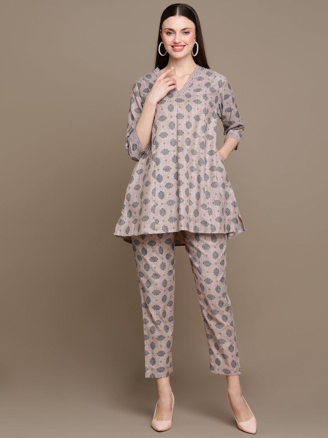 kalini ethnic motifs printed regular kurti with trousers