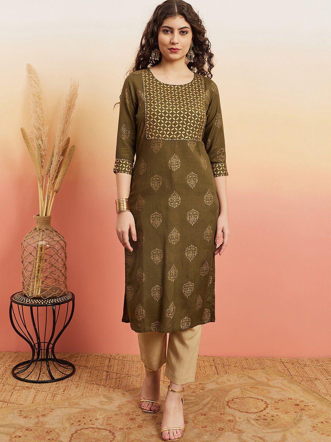 sangria geometric printed straight kurta