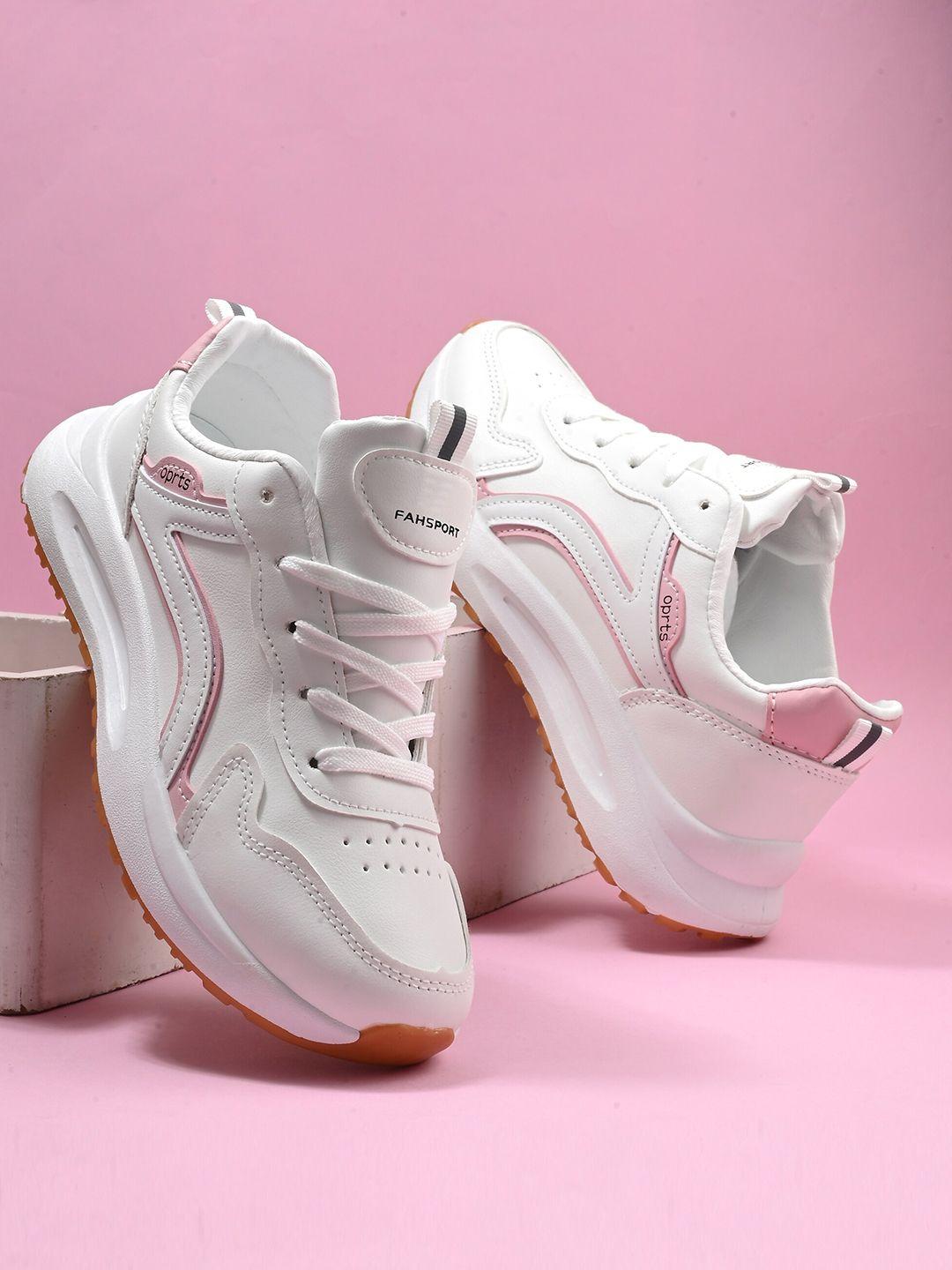 the roadster lifestyle co. women white & pink walking shoes