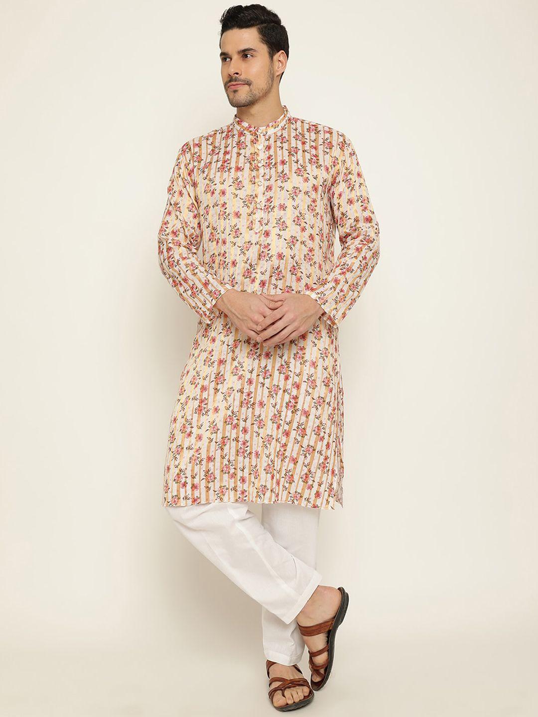 stuffie land floral printed regular pure cotton kurta with pyjamas