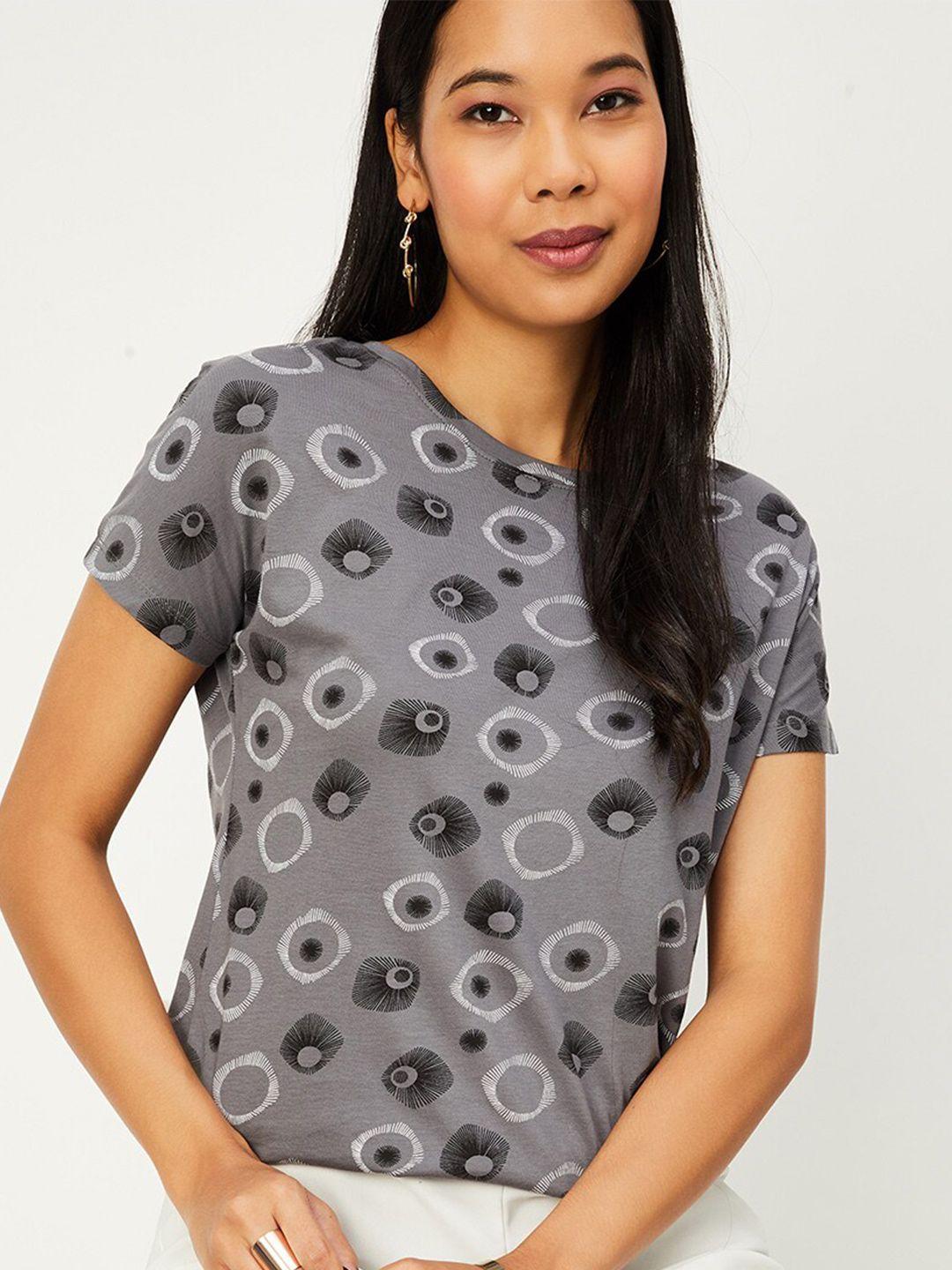 max geometric printed extended sleeves cotton t-shirt