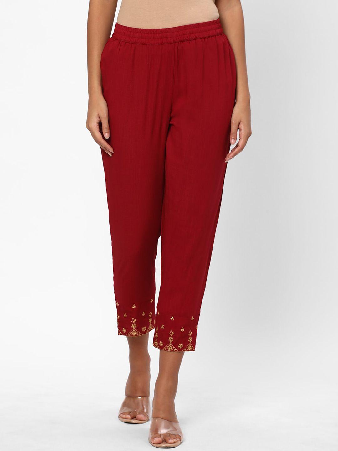 r&b women embroidered cigarette trousers