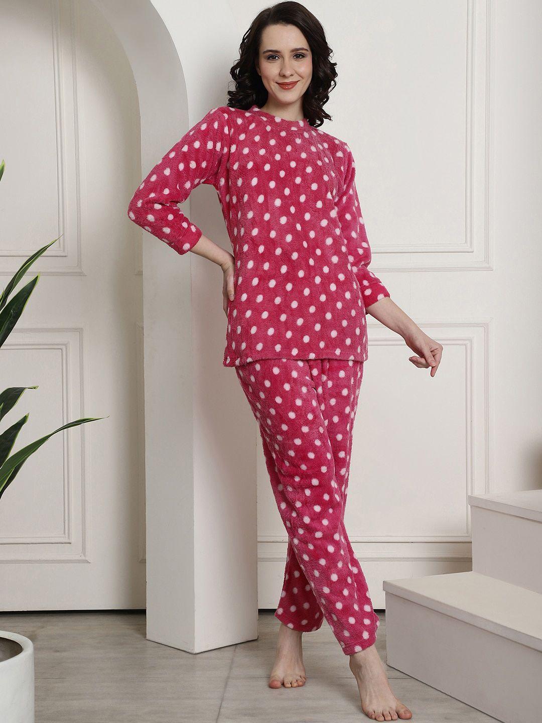 secret wish polka dots printed night suit