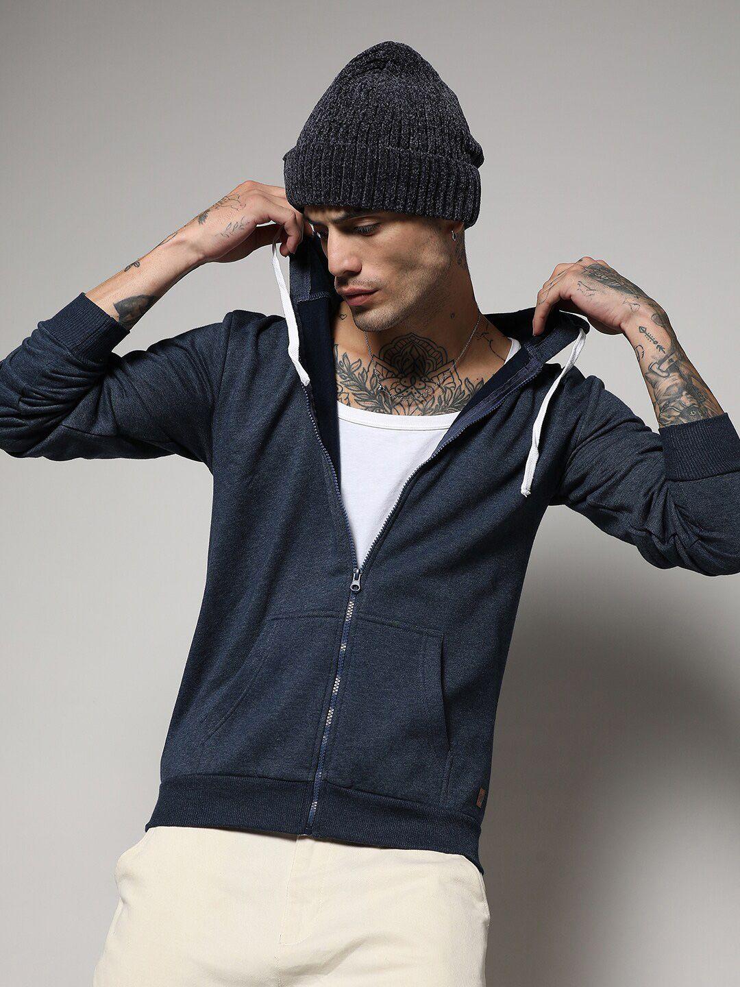 campus sutra hooded kangaroo pocket cotton sweatshirt