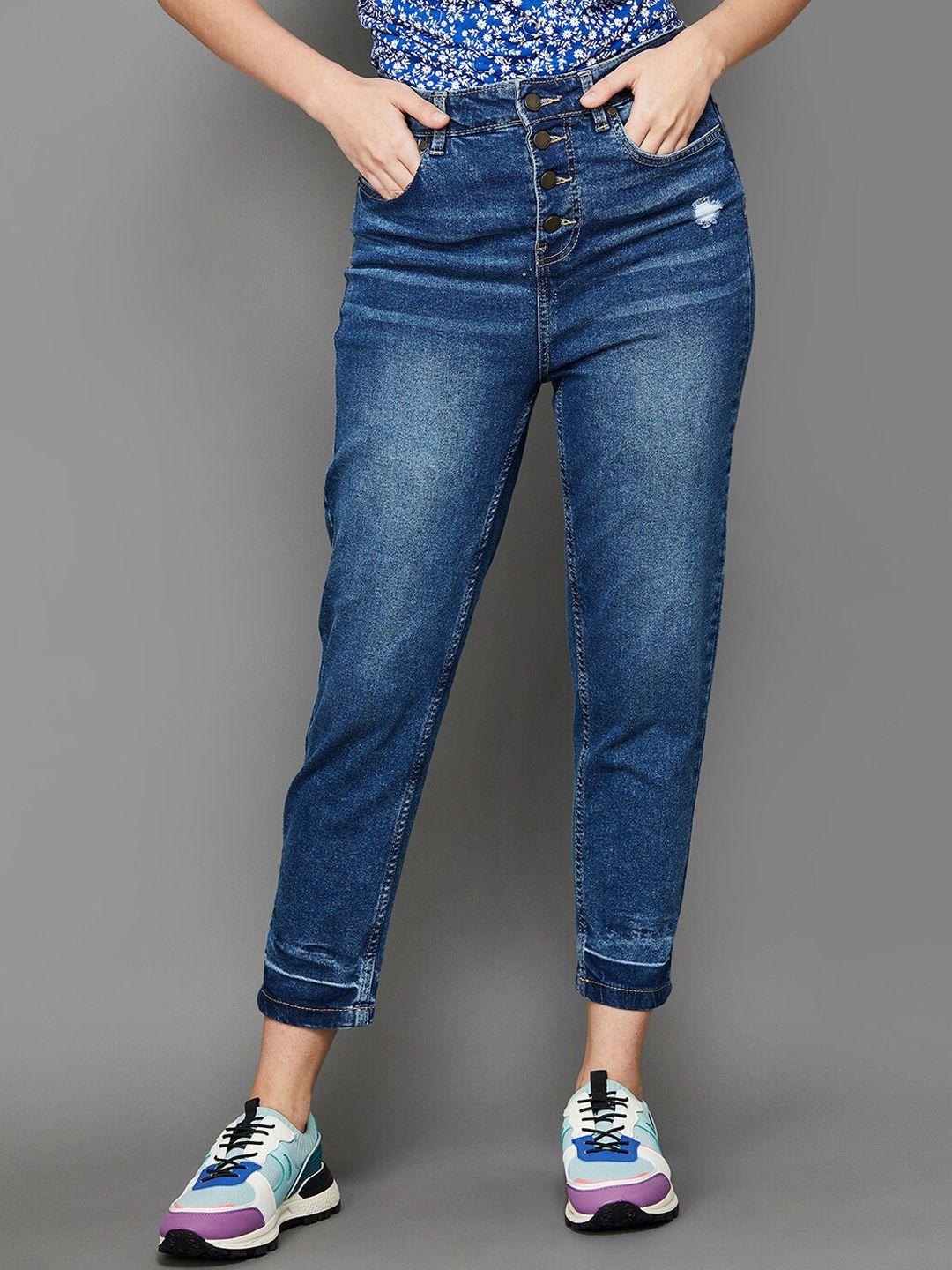 fame forever by lifestyle women tapered fit mid-rise clean look cropped cotton jeans