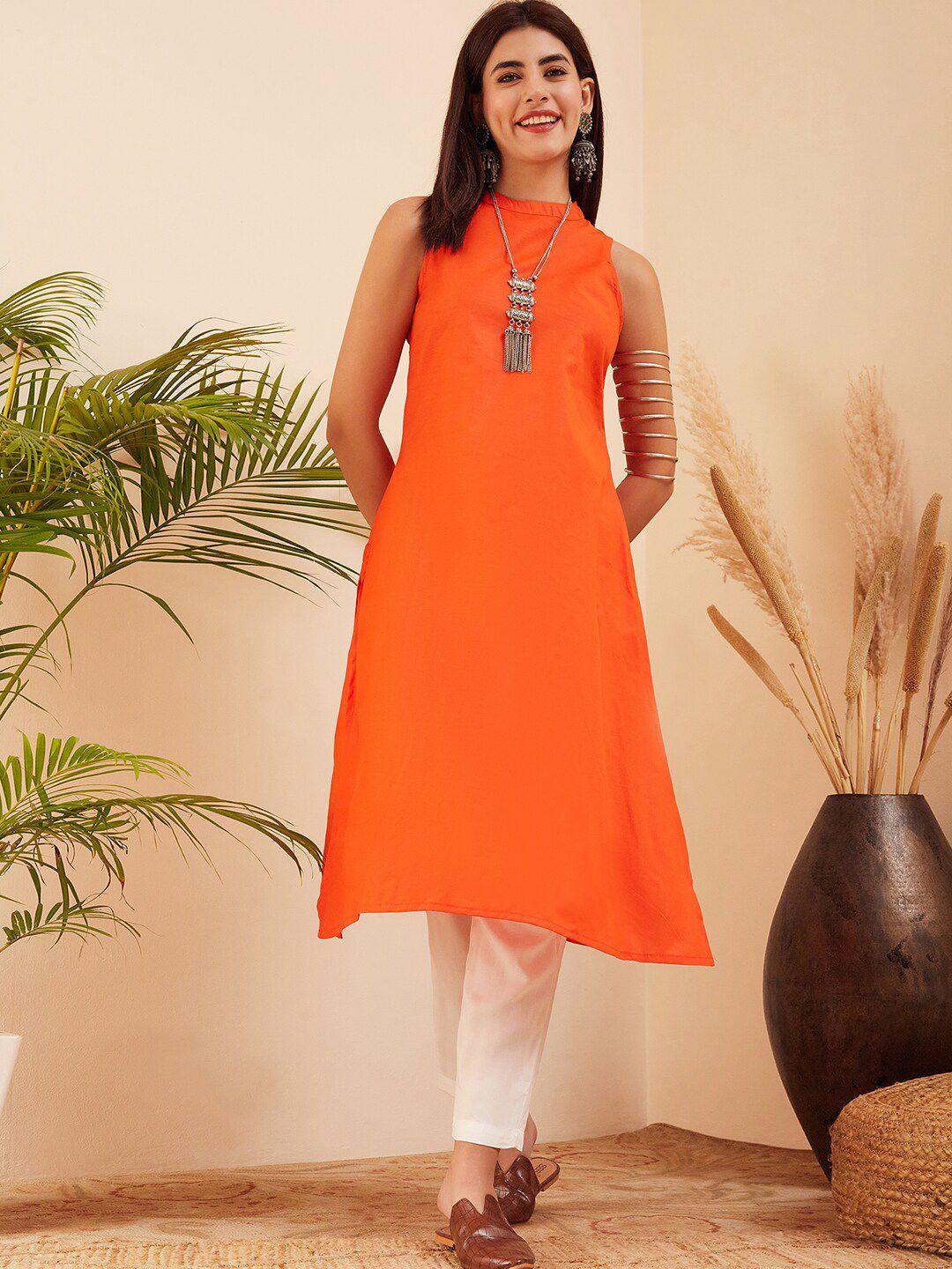 inweave band collar a-line kurta