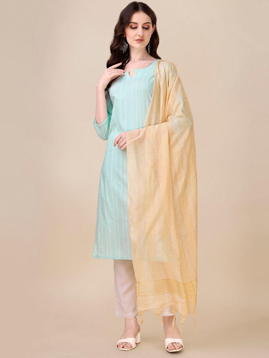 fashion basket striped regular kurta with trousers & dupatta