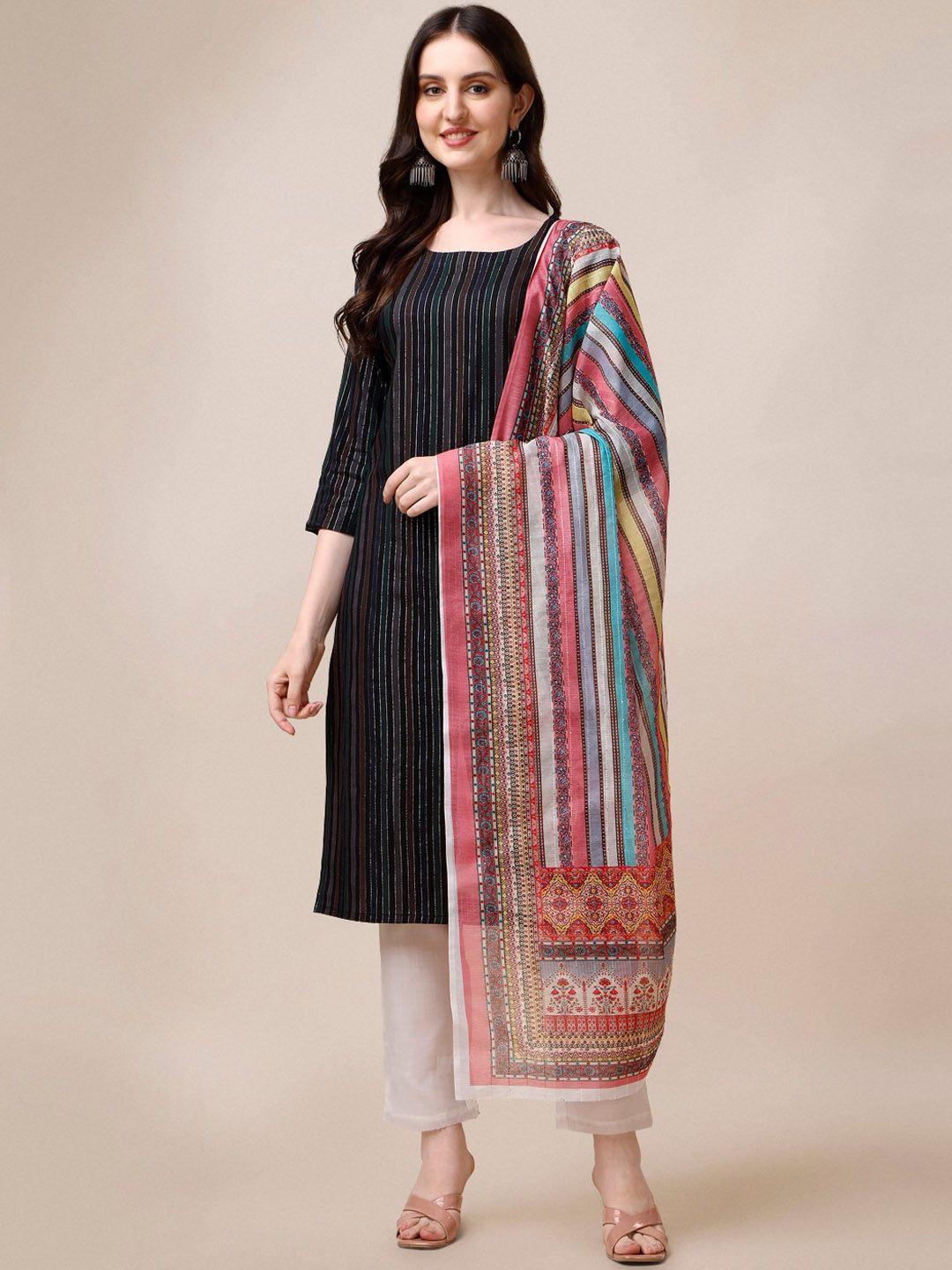 fashion basket striped regular kurta with trousers & dupatta