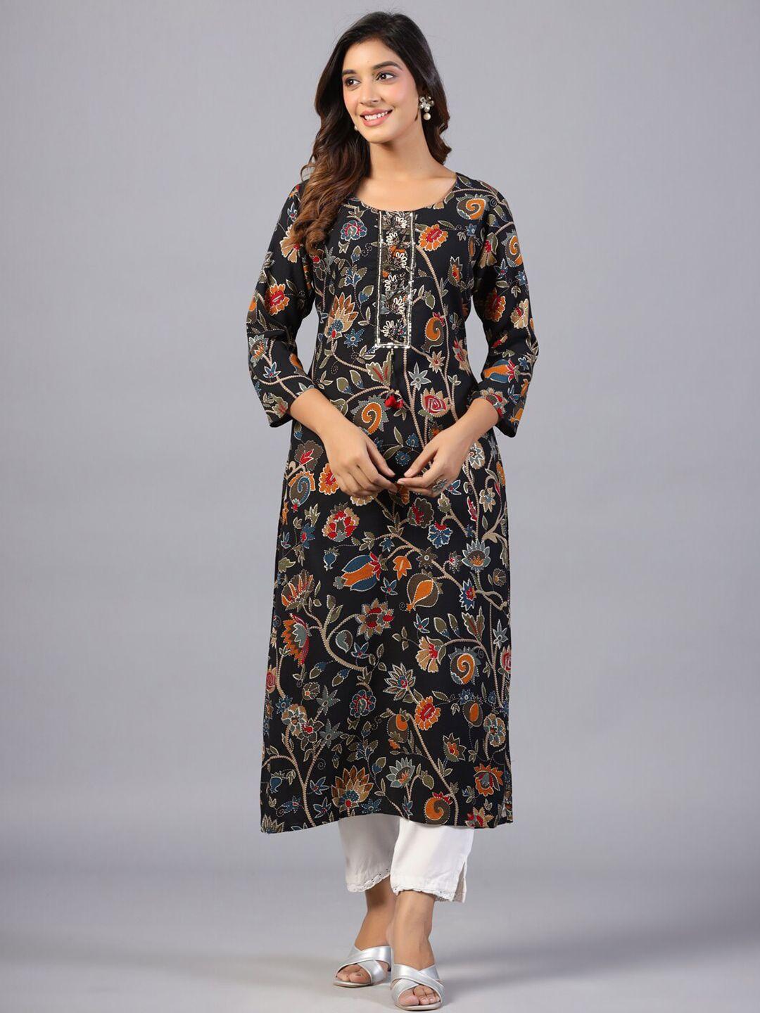 amchoor floral printed beads and stones detail kurta