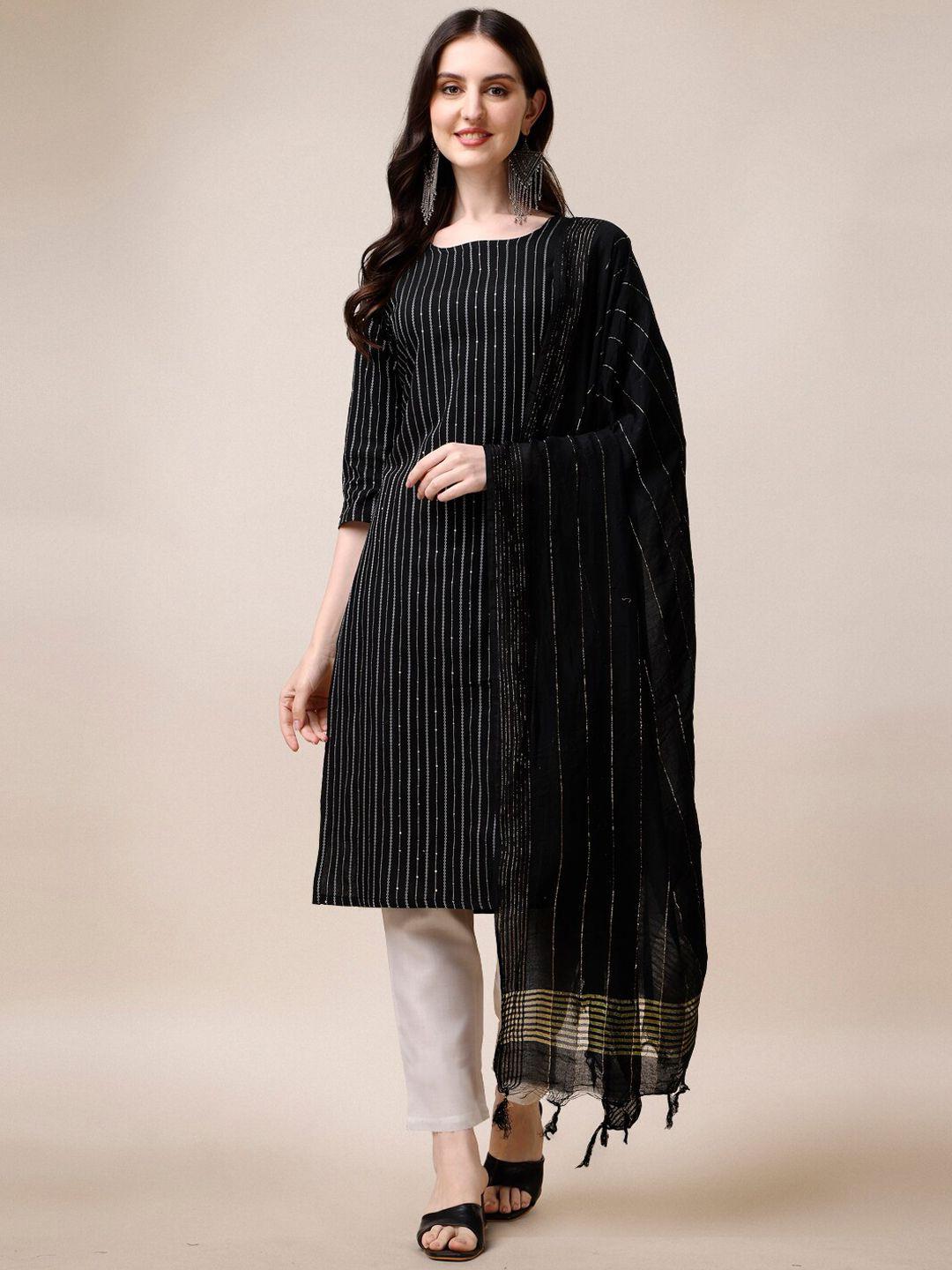 fashion basket striped sequinned regular kurta with trousers & with dupatta