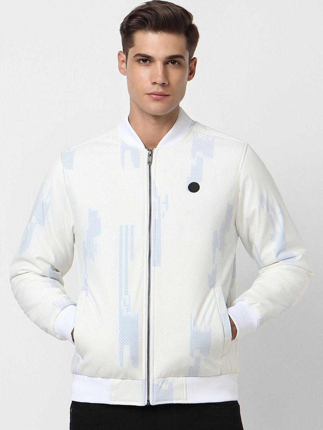 van heusen sport abstract printed cotton bomber jacket