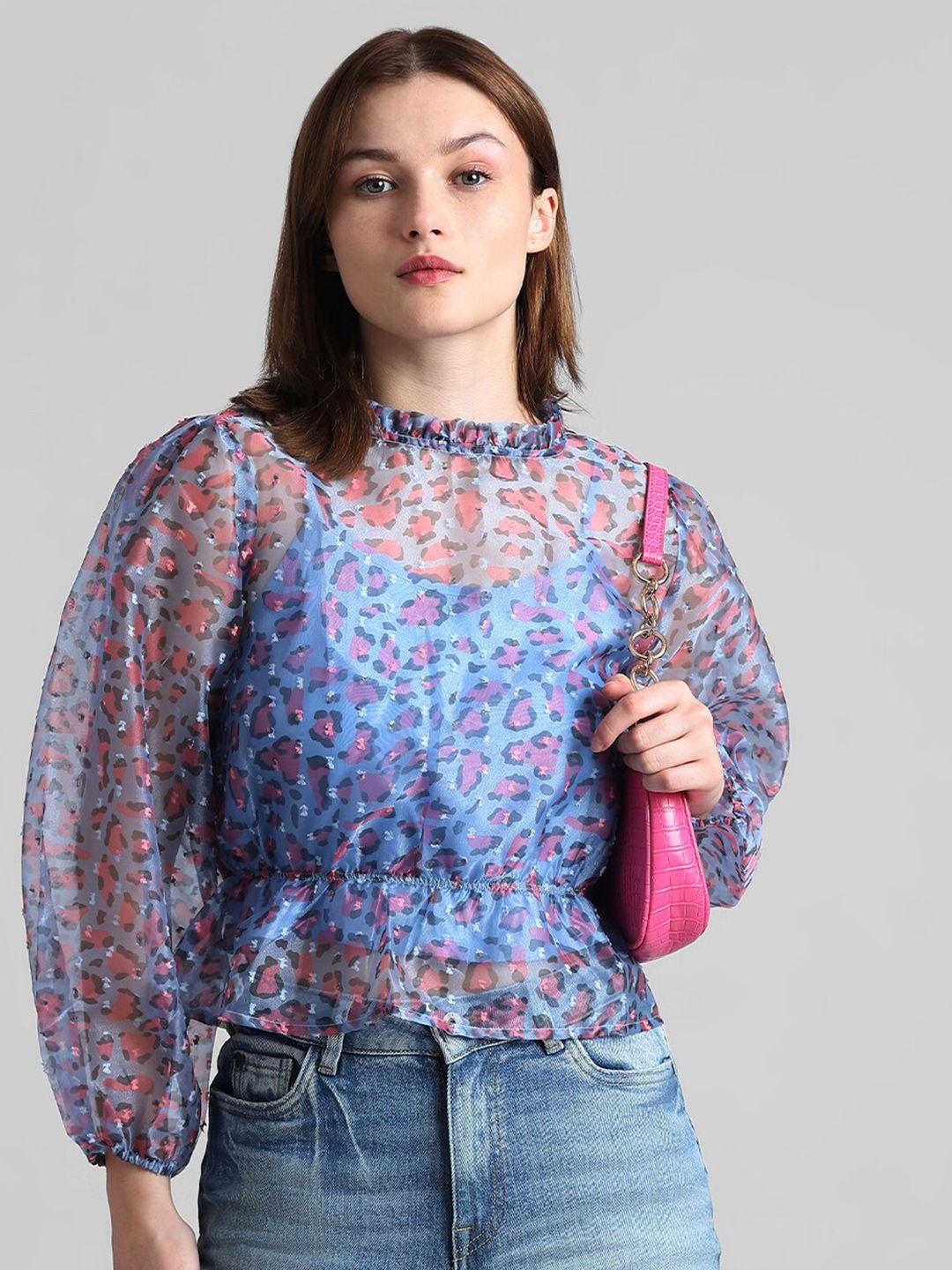 only floral print cotton blouson top