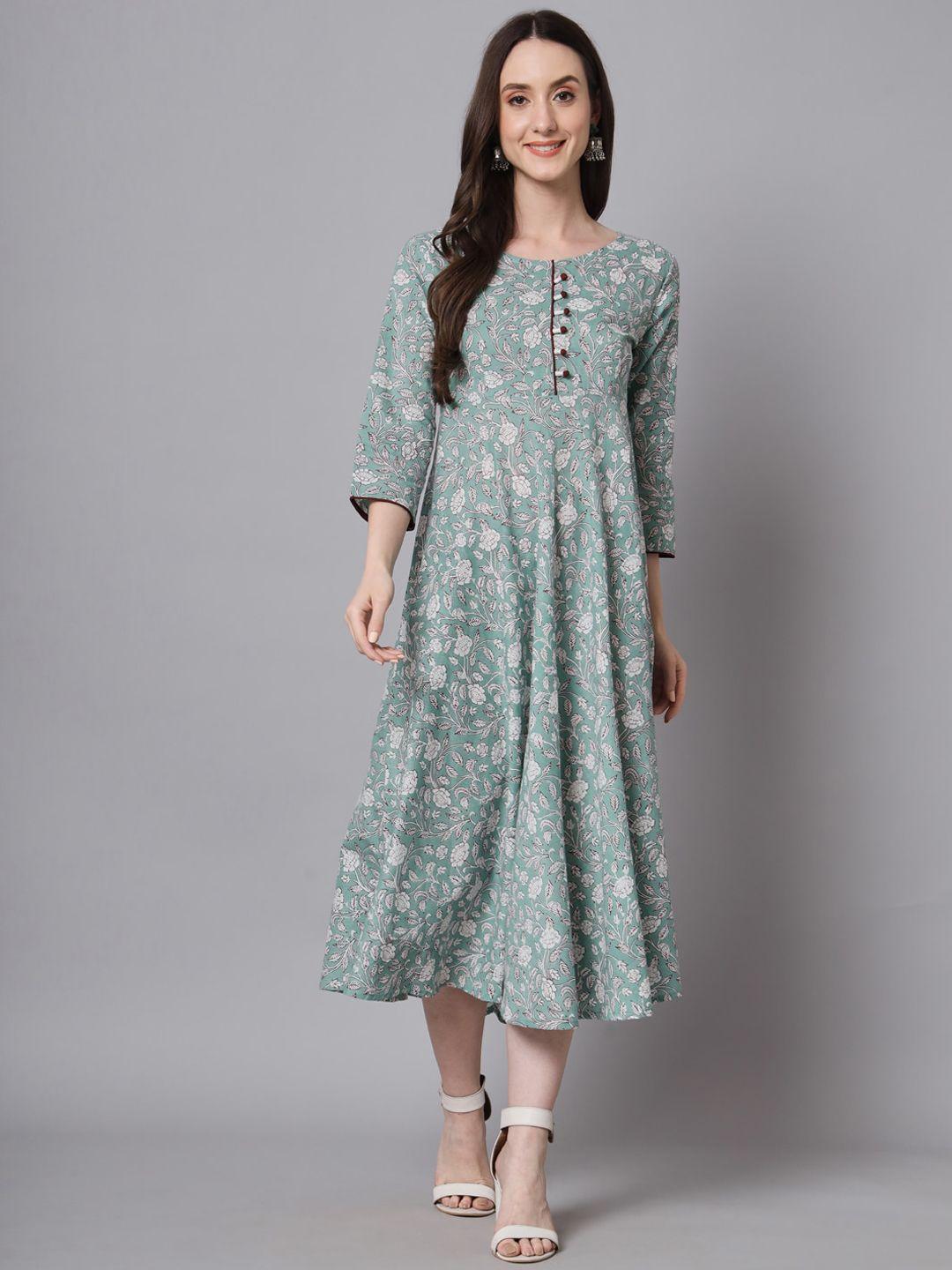 rangmayee floral printed cotton a-line ethnic dress