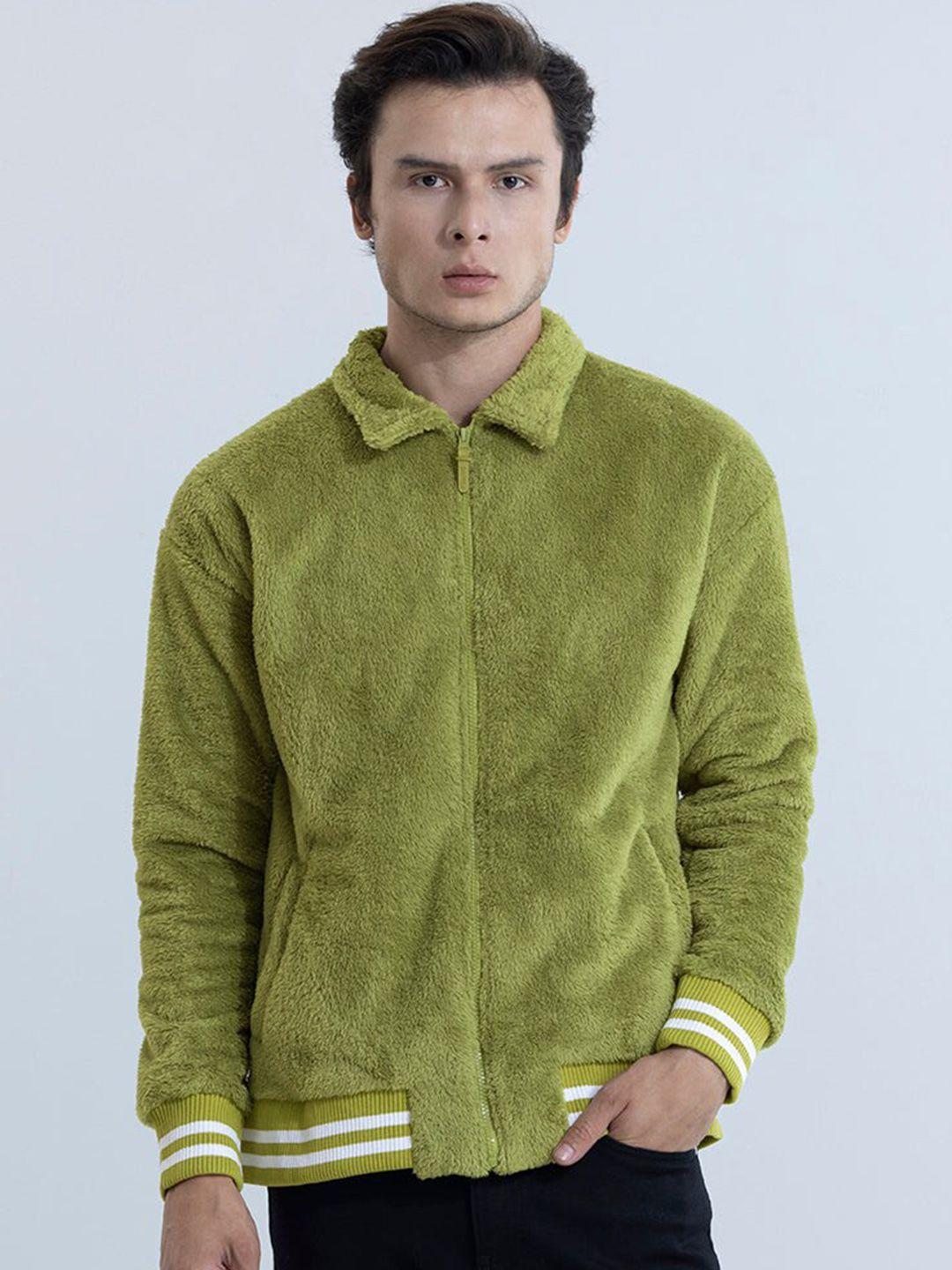 snitch men green striped crop tailored jacket