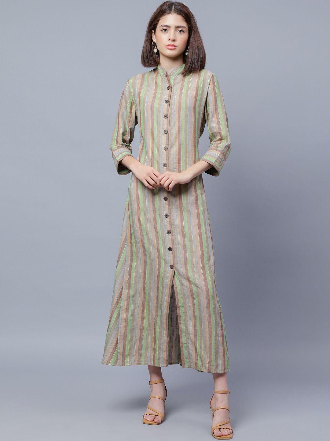 entellus striped shirt collar cotton maxi shirt dress