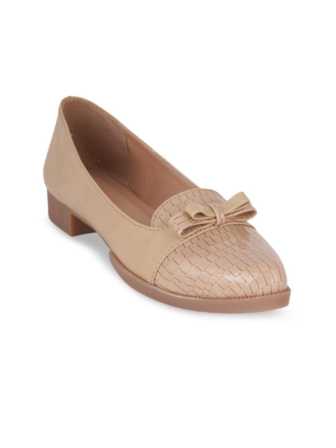 sapatos textured bow detail round toe ballerinas