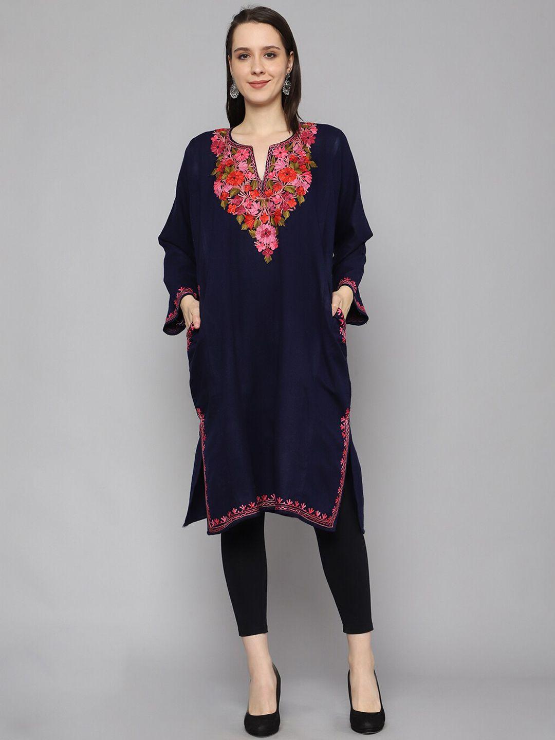 craftbazar floral yoke designed thread work straight kurta