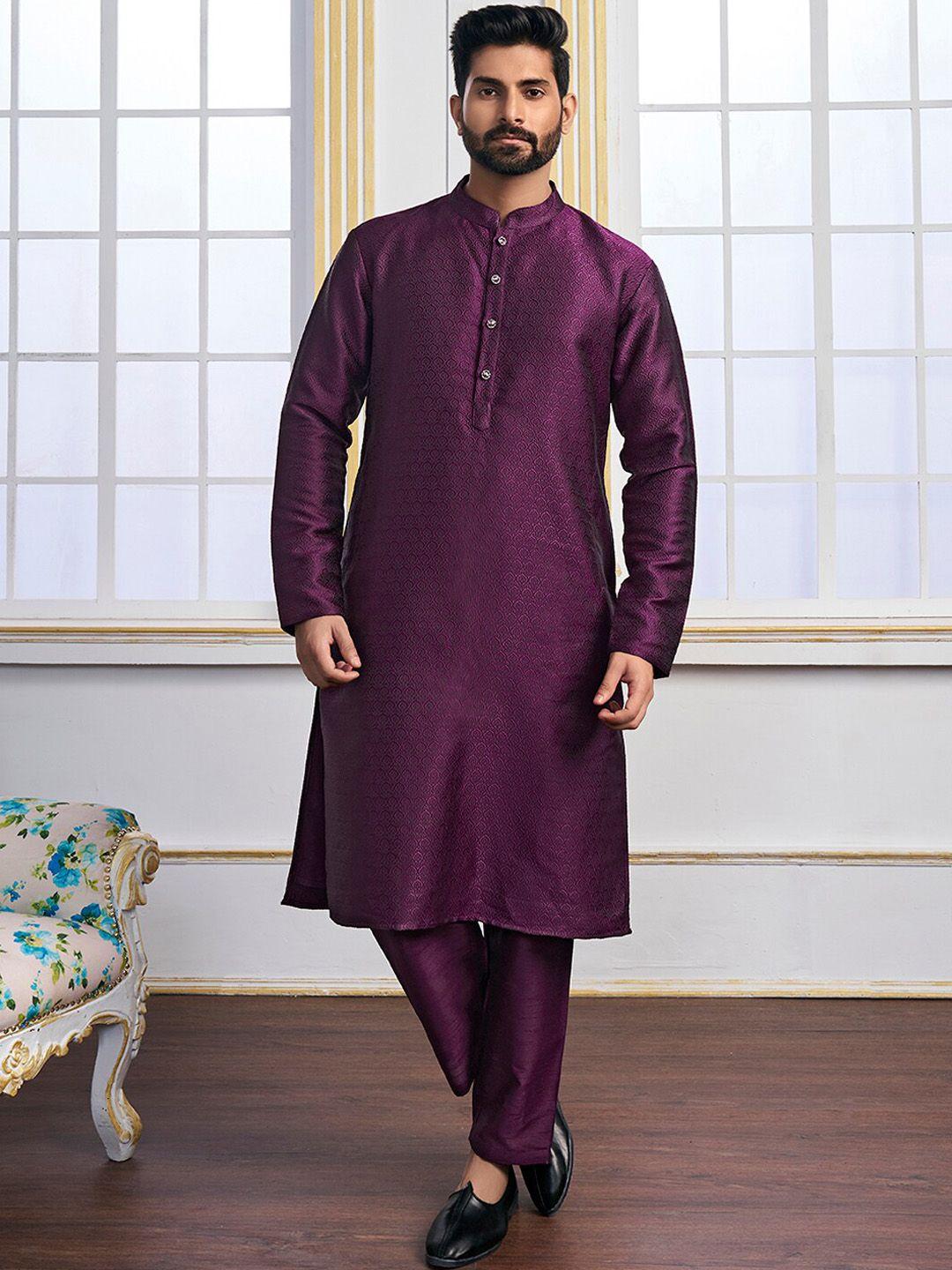 inddus ethnic motifs woven design straight kurta with trousers