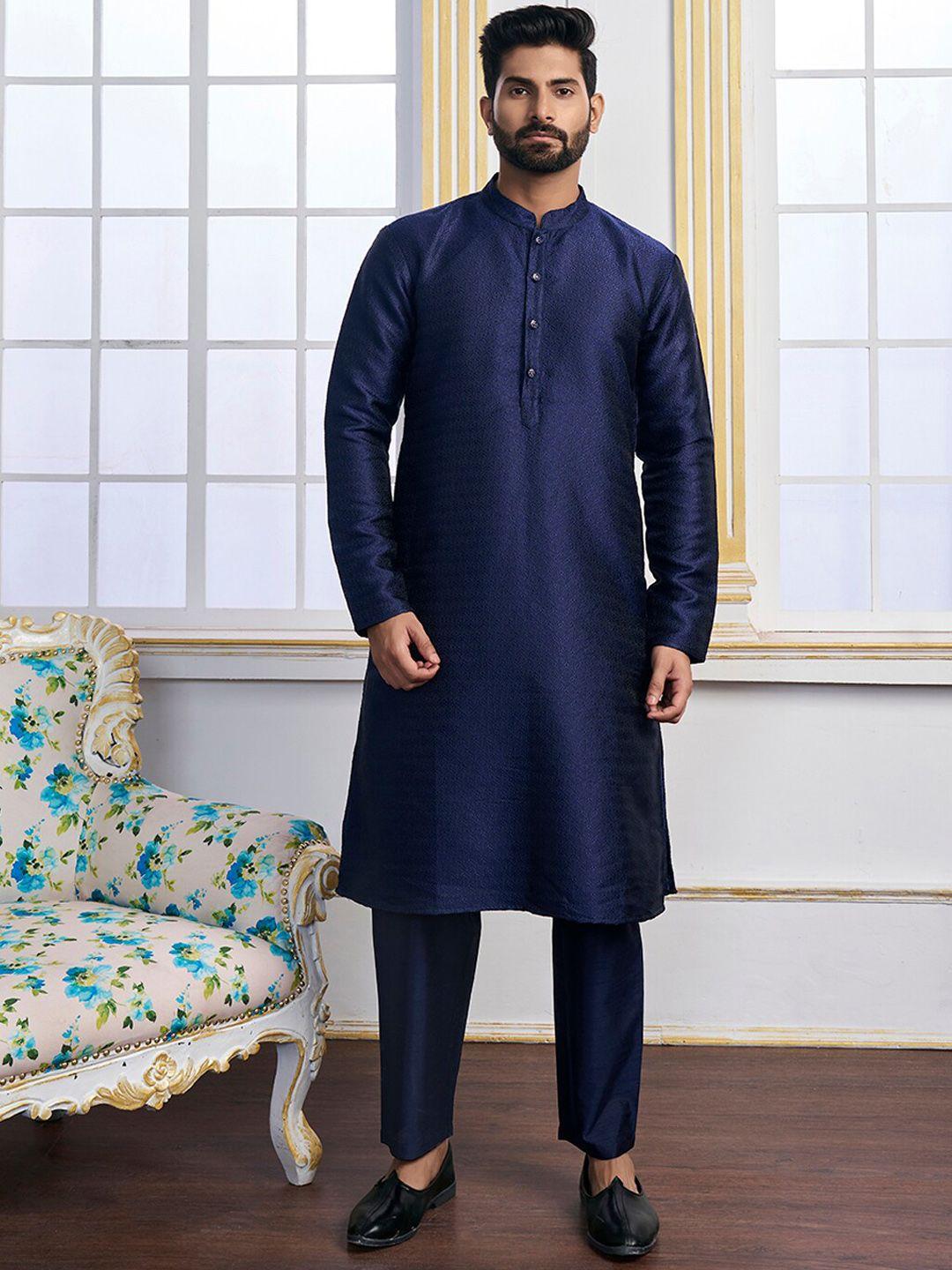 inddus geometric woven design straight kurta with trousers