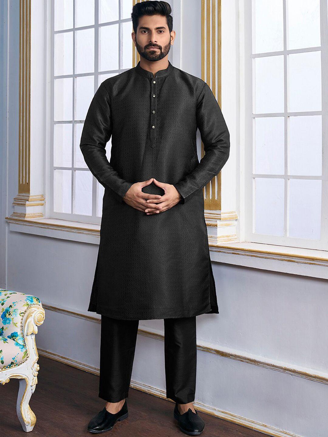 inddus geometric woven design straight kurta with trousers