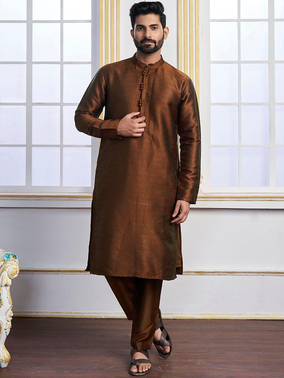 inddus geometric woven design straight kurta with trousers