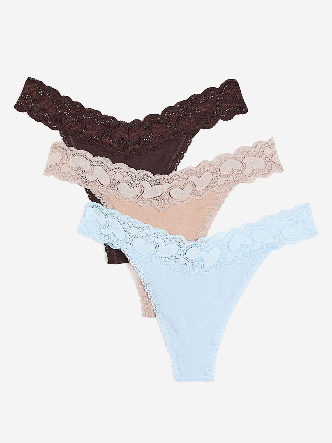 h&m 3-pack cotton thong briefs