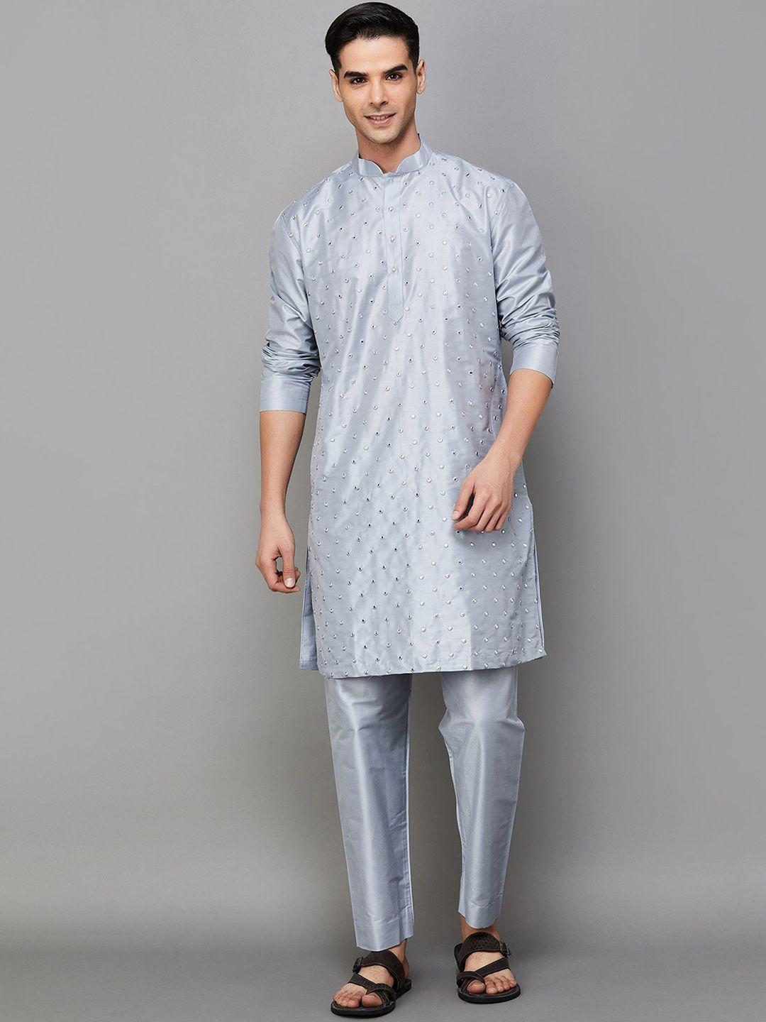 melange by lifestyle ethnic motifs embroidered regular mirror work kurta with pyjama