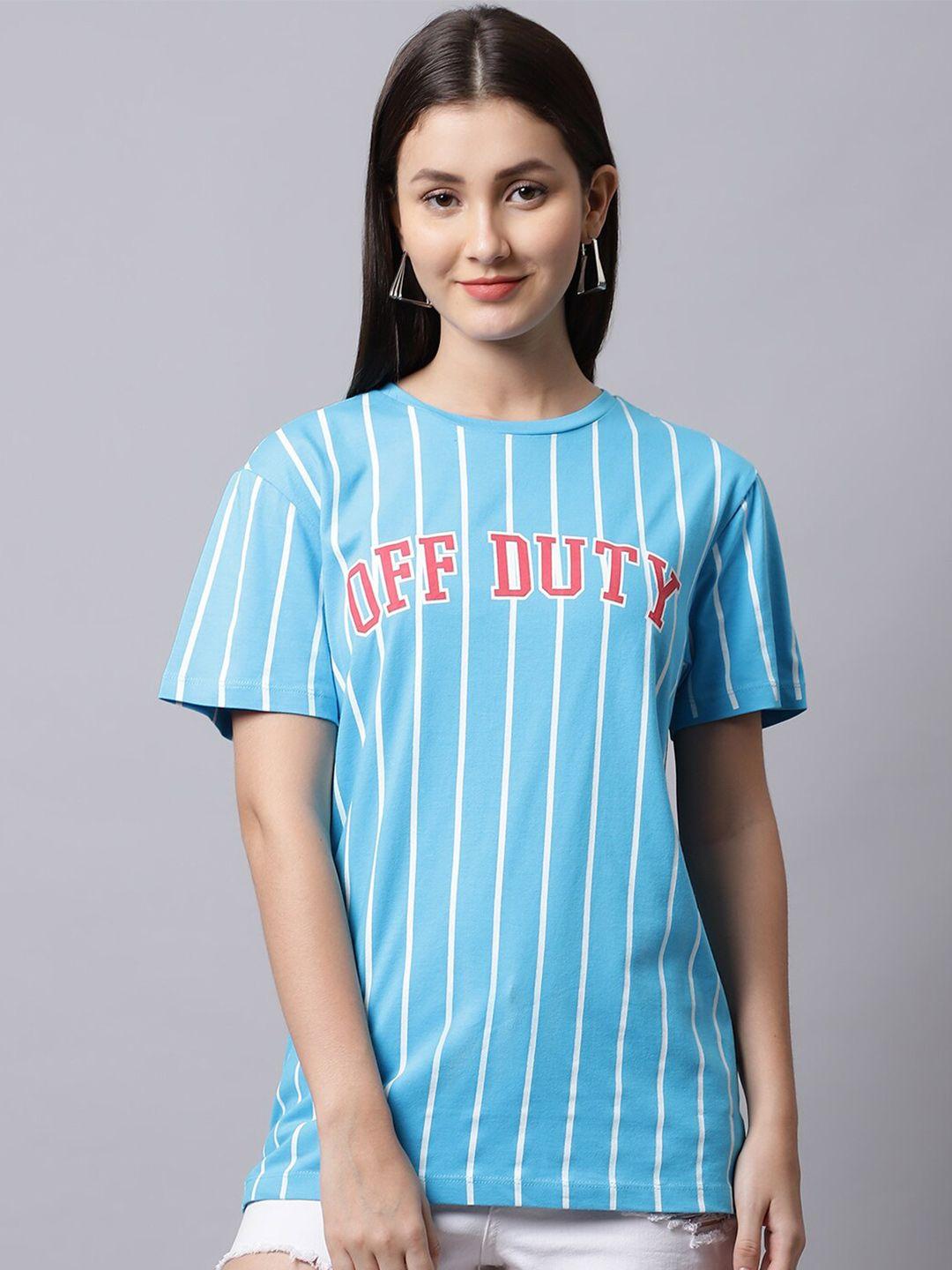 dressberry women blue striped polo collar pockets t-shirt