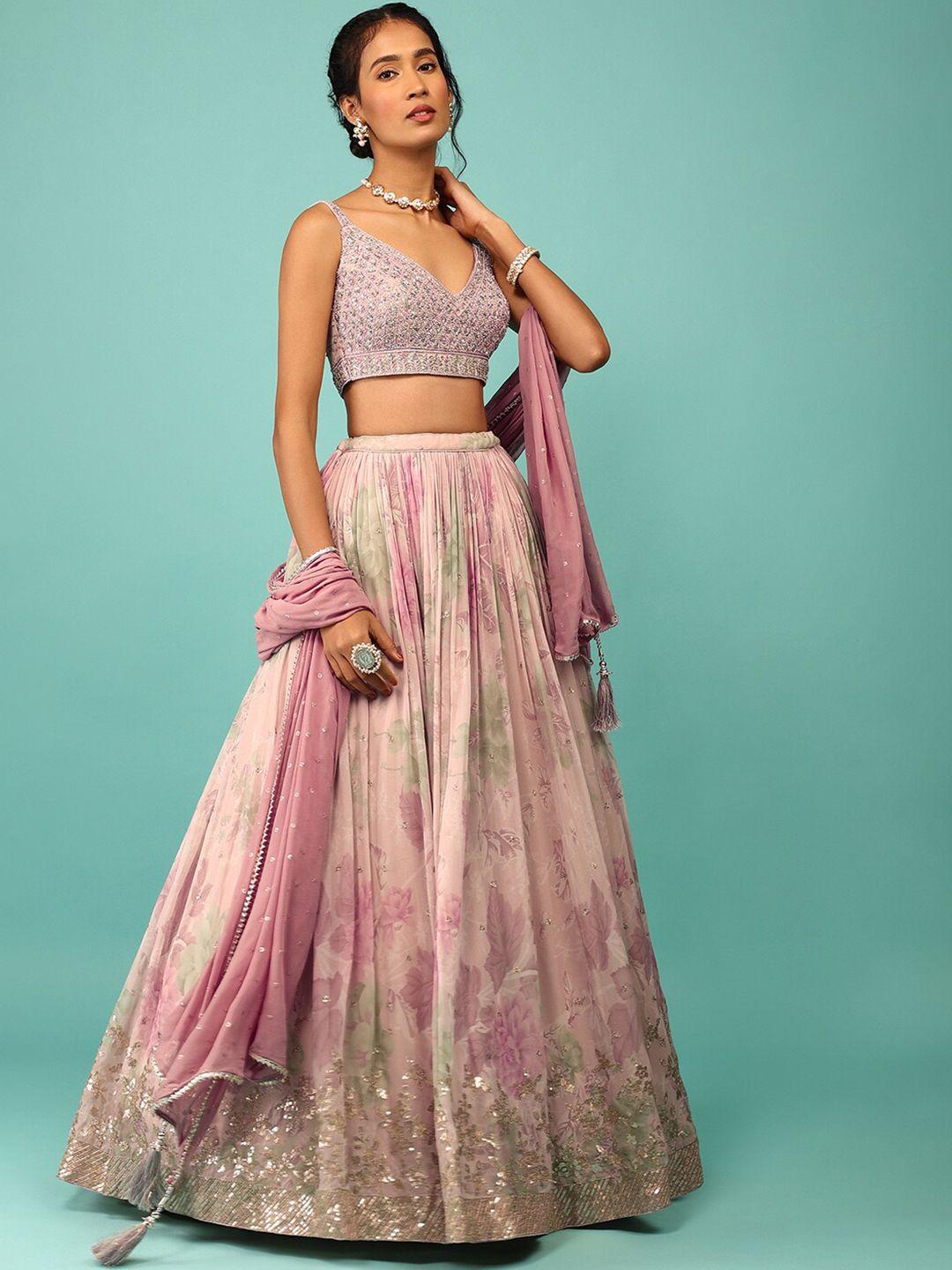 kalki fashion embroidered sleeveless ready to wear lehenga & blouse with dupatta