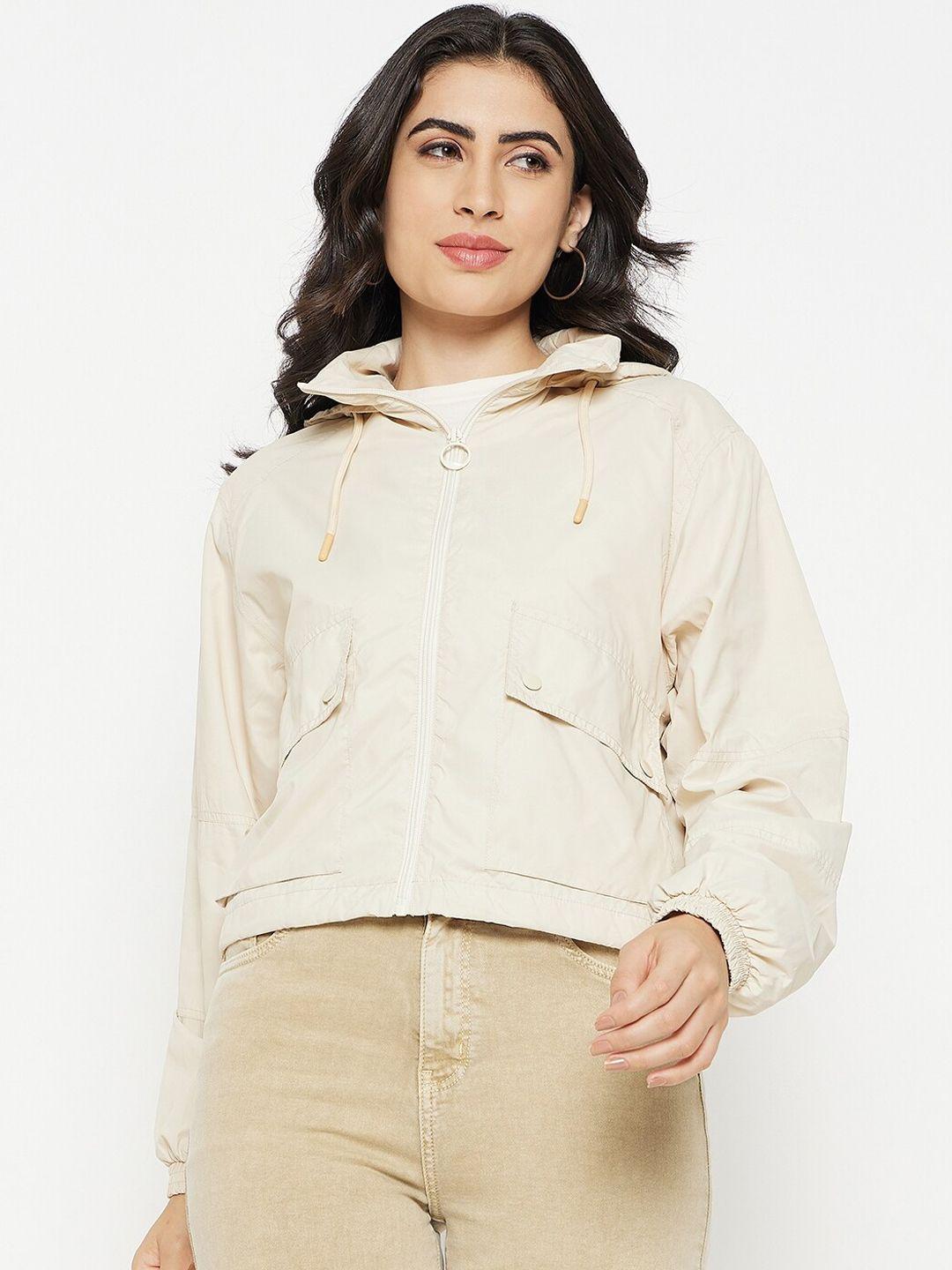 madame hooded crop bomber jacket