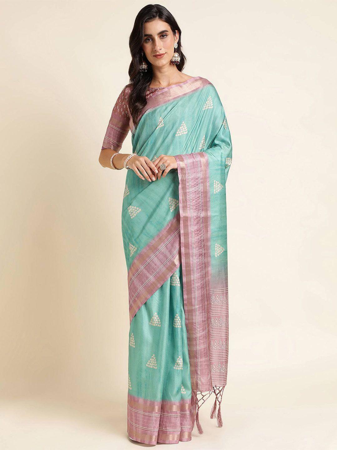 mitera geometric printed zari pure silk saree