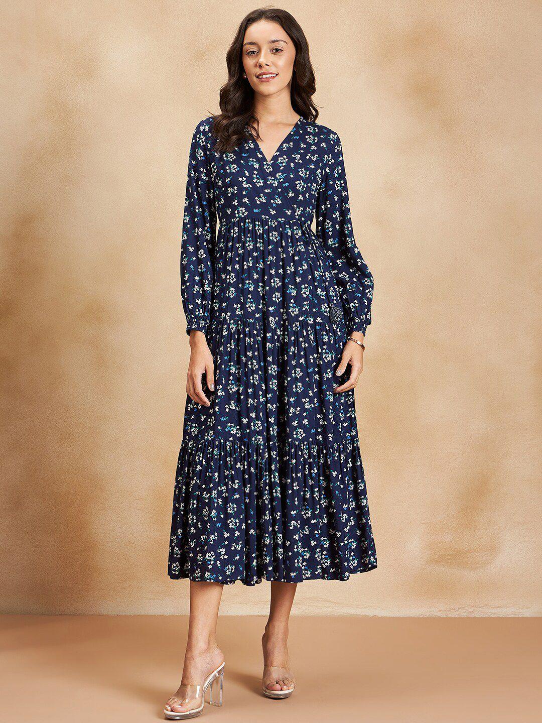 femella floral printed wrap midi dress