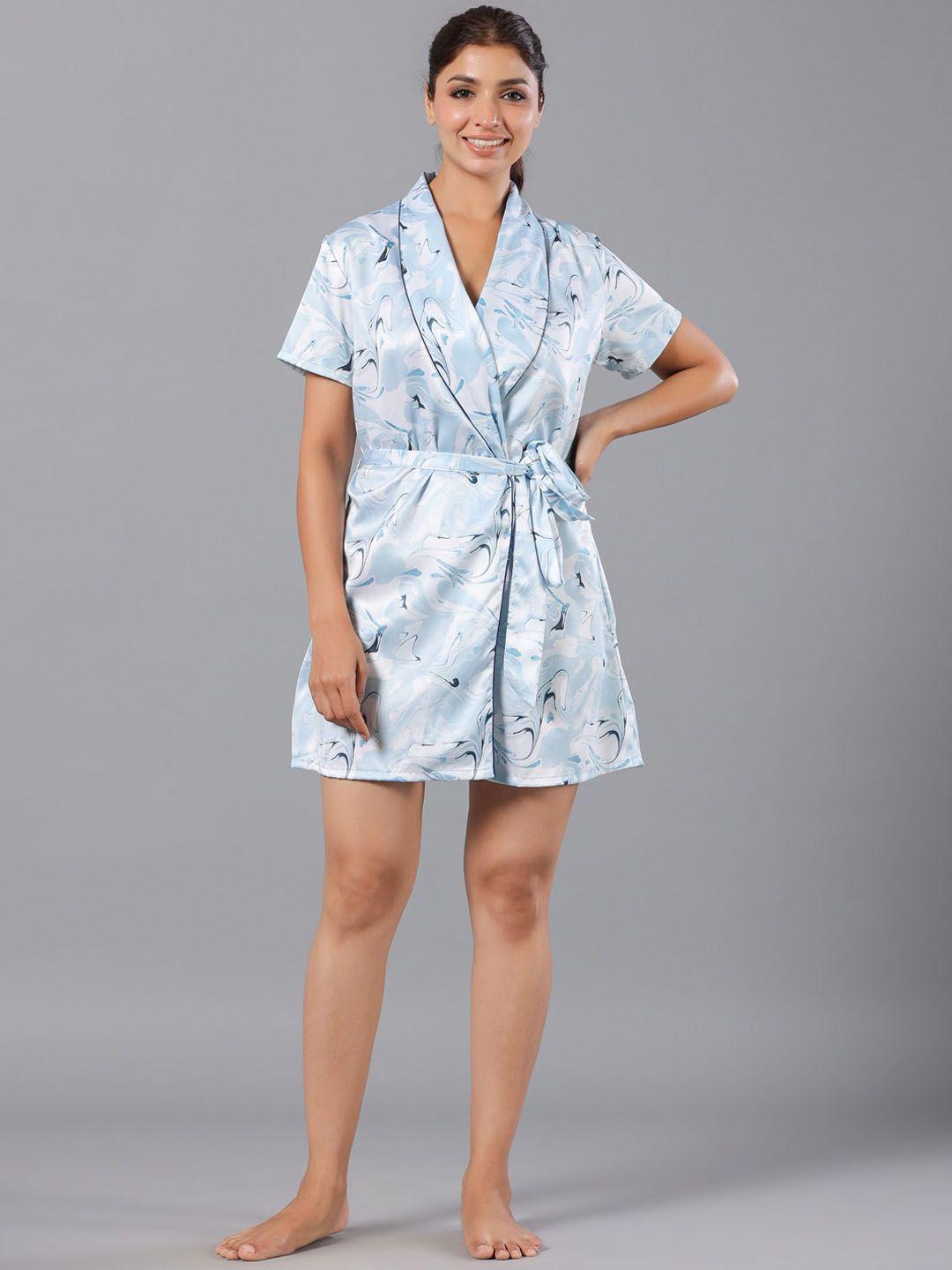 etc v-neck marble printed robe