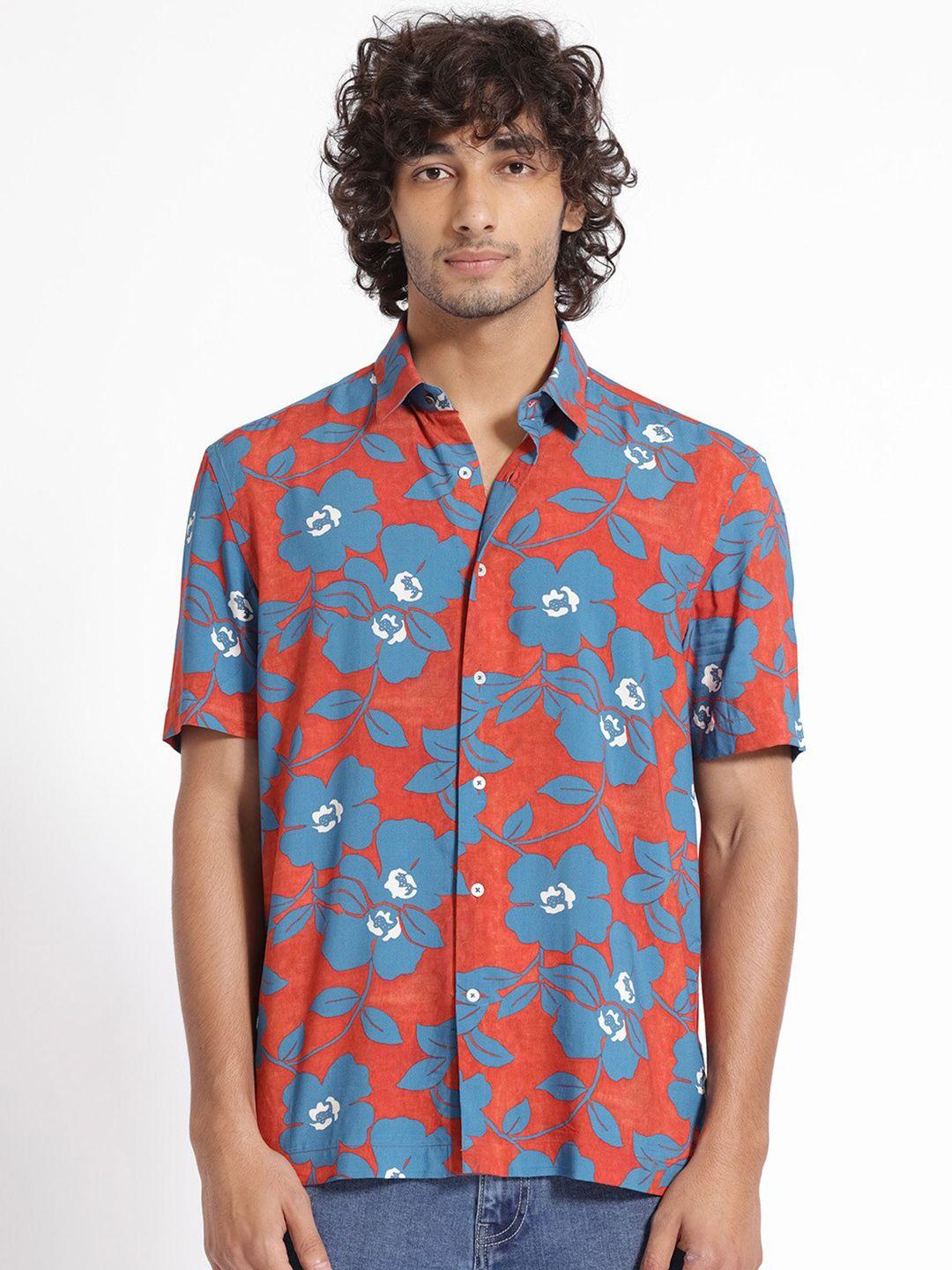 rare rabbit slim fit floral printed casual shirt