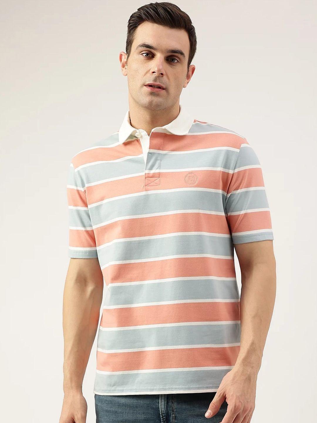 marks & spencer striped polo collar pure cotton t-shirt