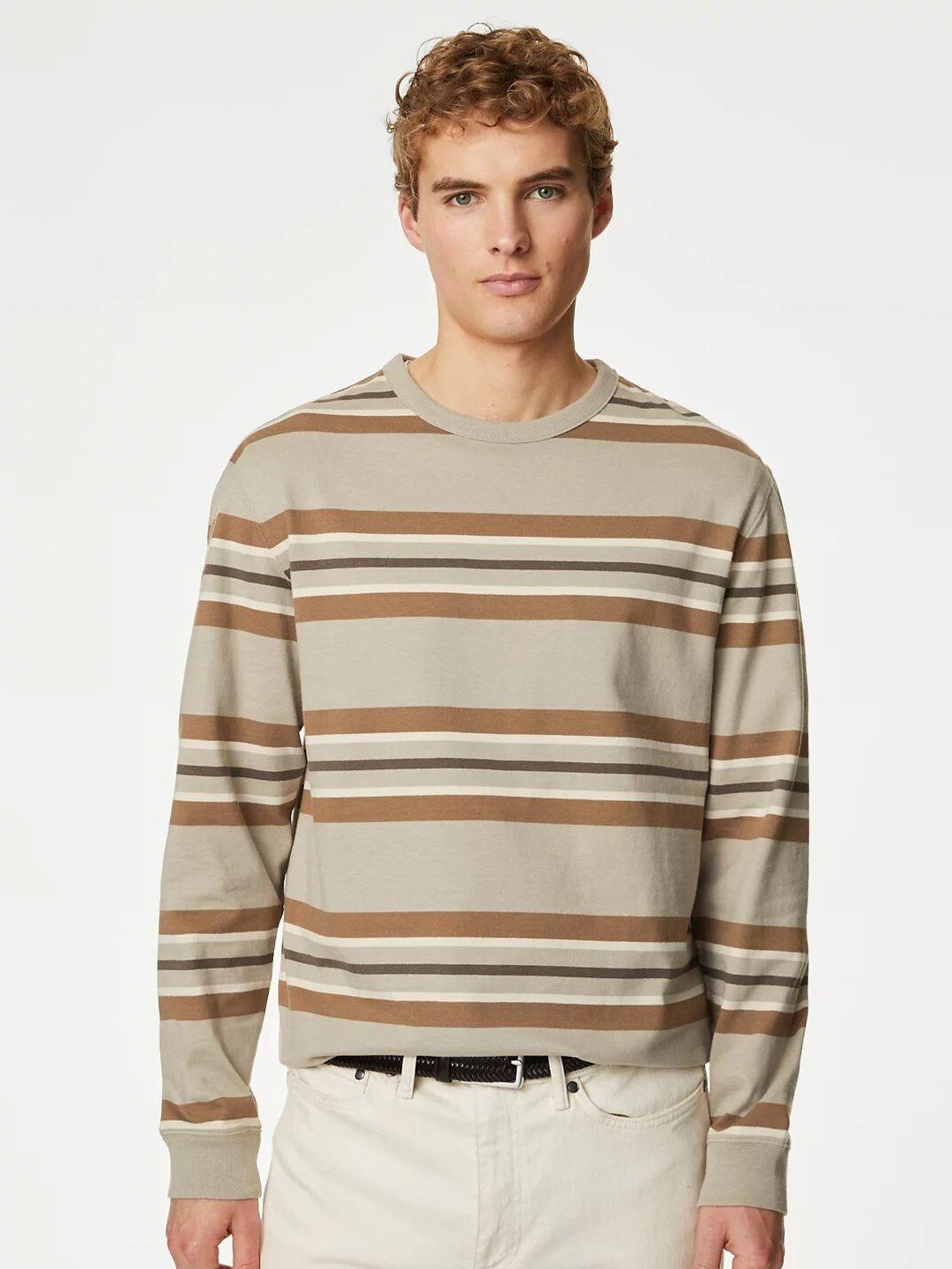 marks & spencer striped pure cotton t-shirt