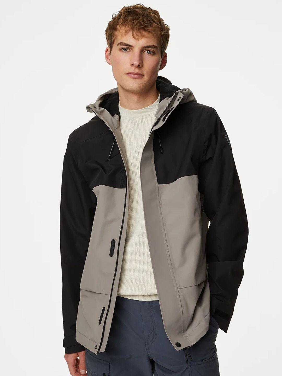 marks & spencer colourblocked hooded bomber jacket