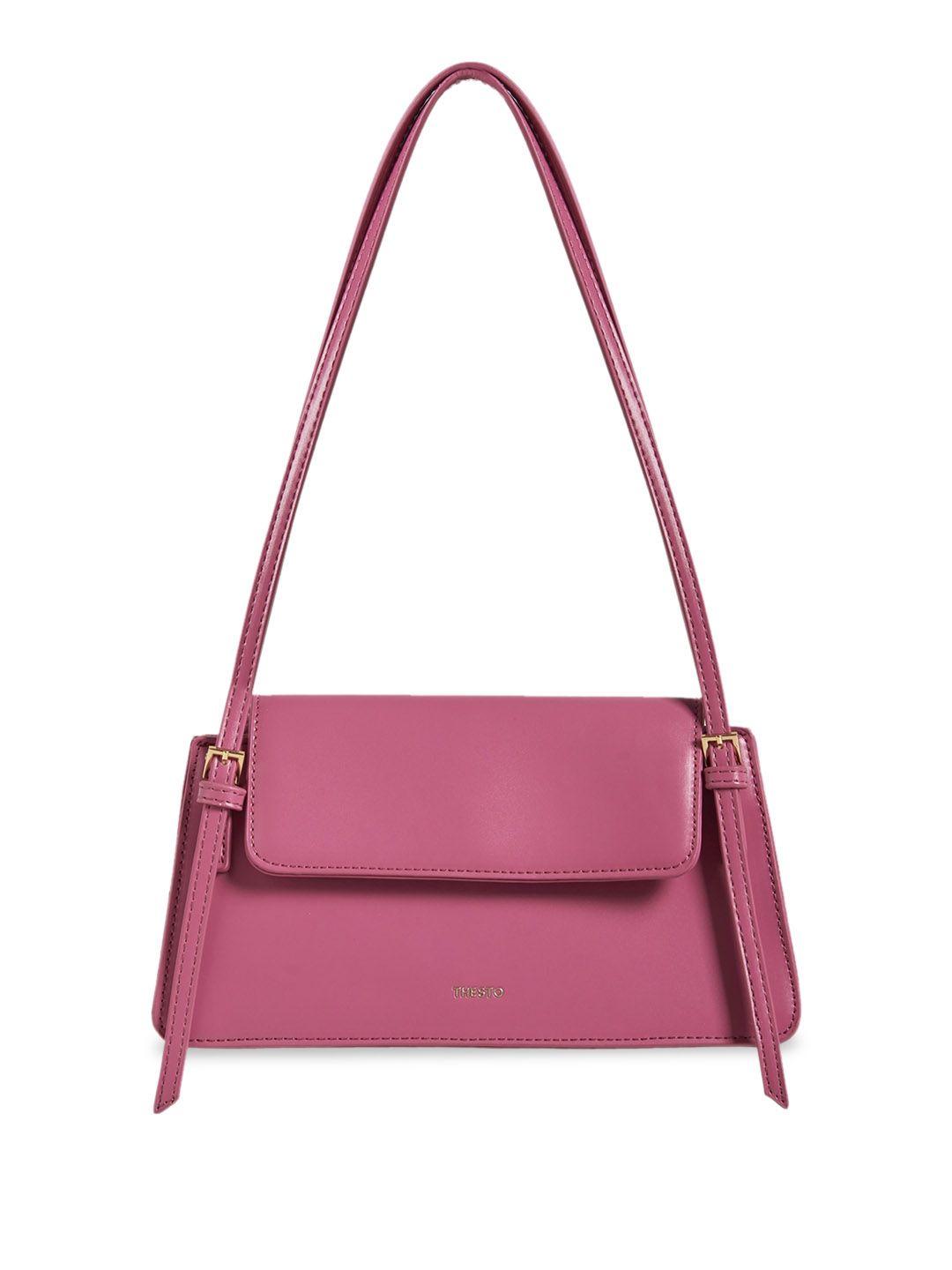 thesto pink pu structured shoulder bag