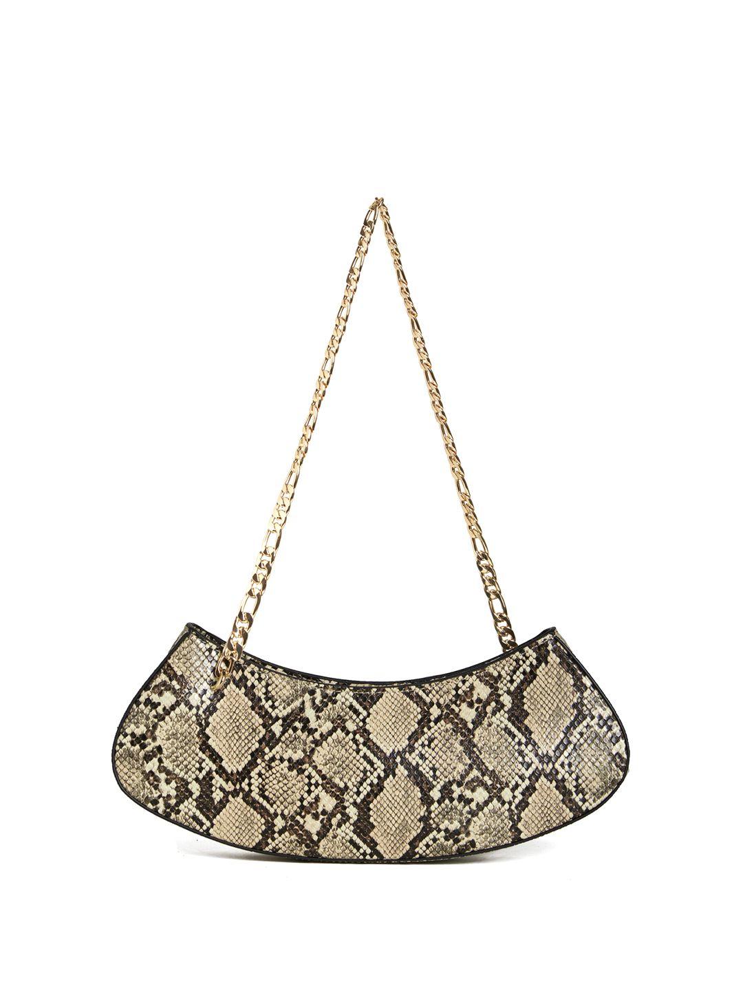 thesto animal textured pu structured shoulder bag